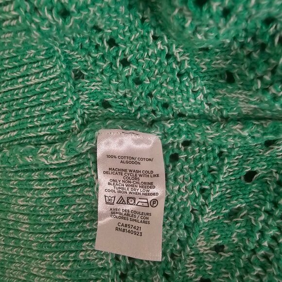 LOFT Bobble Pointelle Balloon Sleeve Pullover Knit Sweater Green Size Medium - Picture 4 of 8